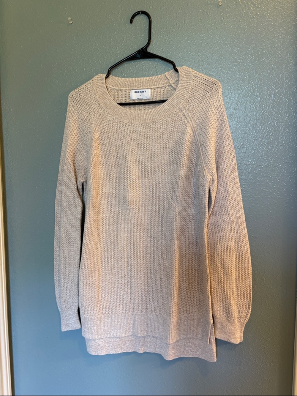 Old Navy Light Cream Crewneck Waffle Sweater